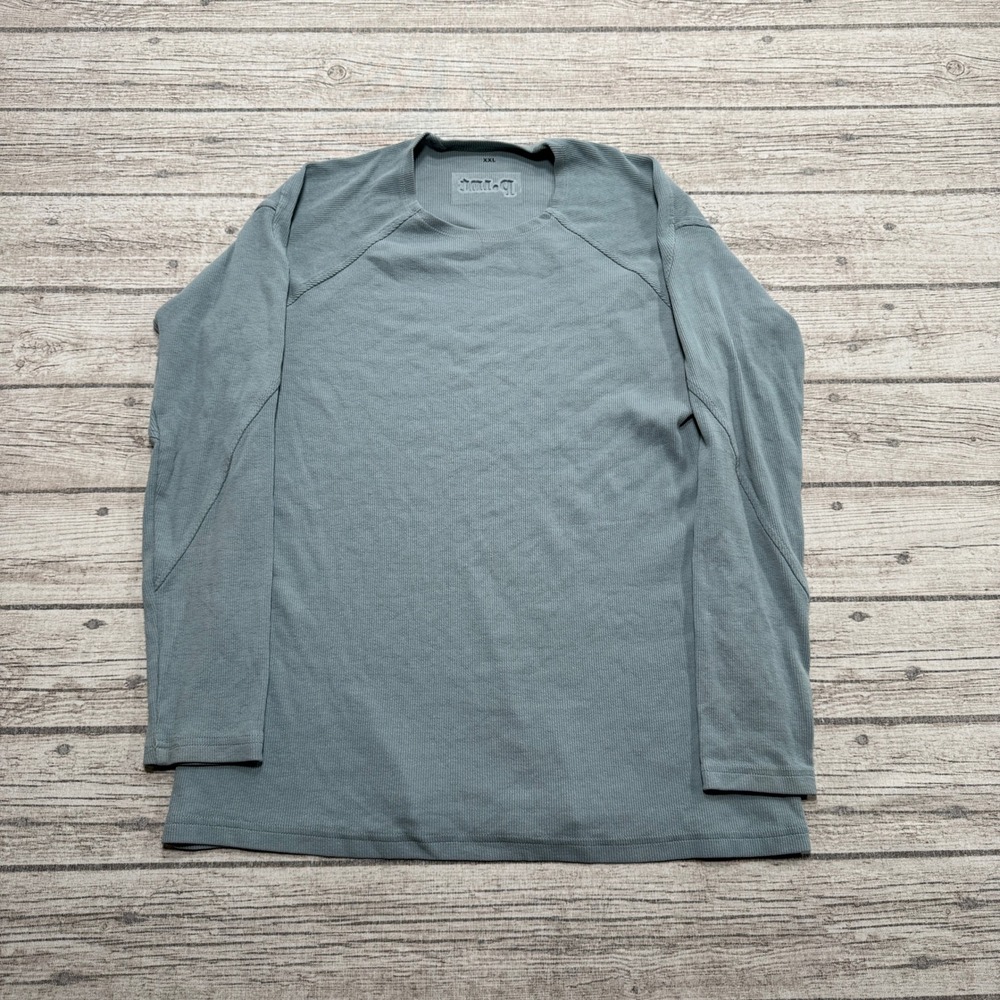 Point Shirt Men's 2XL Blue Gray Loose Fit Raglan Sleeve Ribbed Athletic Preppy
